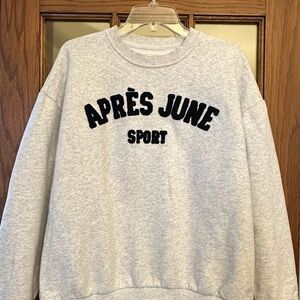 Après June Sport Crew Neck Oversized Sweatshirt Top Heather Gray M L